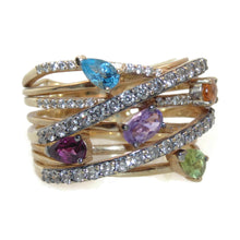 Load image into Gallery viewer, Statement Ring in 14k Yellow Gold Open Design with Amethyst
