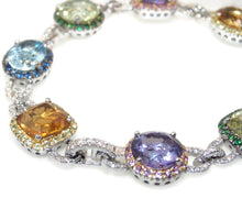 Load image into Gallery viewer, Gorgeous Statement Diamonds Blue Topaz Citrine Amethyst Peridot Sapphires Aquamarine Tsavorites Pink Sapphires Bracelet in 14k White Gold
