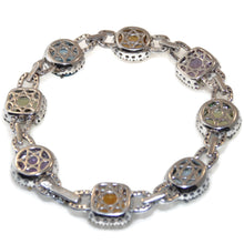 Load image into Gallery viewer, Gorgeous Statement Diamonds Blue Topaz Citrine Amethyst Peridot Sapphires Aquamarine Tsavorites Pink Sapphires Bracelet in 14k White Gold