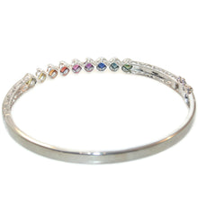 Load image into Gallery viewer, 14K White Gold Rainbow Sapphire Princess Cut Bangle Bracelet
