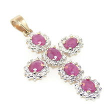 Load image into Gallery viewer, Ruby Diamonds Cross Pendant in Two Tone 14k Yellow Gold