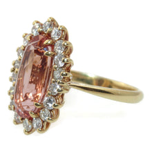 Load image into Gallery viewer, Imperial Topaz and Diamond Halo Ring in 18k Yellow Gold