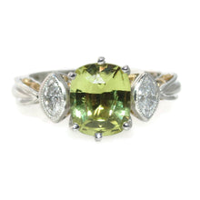 Load image into Gallery viewer, Lime Topaz and Diamonds Ring in 14k White Gold