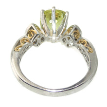 Load image into Gallery viewer, Lime Topaz and Diamonds Ring in 14k White Gold