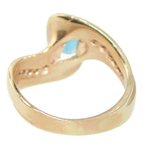 Load image into Gallery viewer, Estate Wavy Blue Topaz Ring in 14k Yellow Gold Diamond Accents