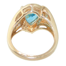 Load image into Gallery viewer, Estate Pear Shaped Blue Topaz Ring in 14k Yellow Gold Diamond Accents