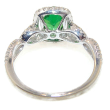 Load image into Gallery viewer, Oval Green Tsavorite Garnet Diamond Ring Halo in 18k White Gold