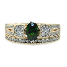 Load image into Gallery viewer, 14k Yellow Gold Ring w/ Green Tsavorite Garnet and Diamond