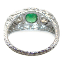 Load image into Gallery viewer, Green Tsavorite Garnet Ring with Diamond in 14k White Gold