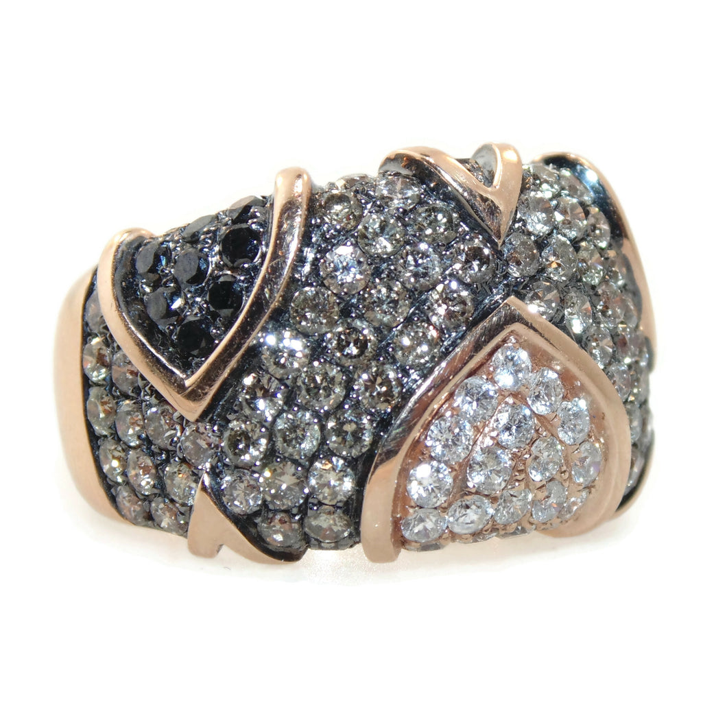 Custom Made Black Champagne Diamond Ring in 14k Rose Gold