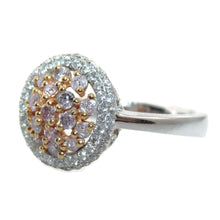 Load image into Gallery viewer, Pink and White Halo Diamond Ring in 18k White & Rose Gold