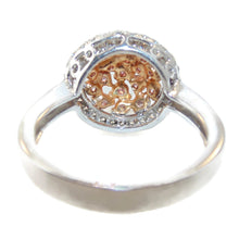 Load image into Gallery viewer, Custom Made Sunflower Pink and White Halo Diamond Ring in 18k White and Rose Gold
