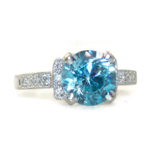 Load image into Gallery viewer, Blue Zircon Round Stone Ring
