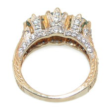 Load image into Gallery viewer, Blue Zircon 3-Stone Ring with Diamonds in 14k Two-Tone Gold