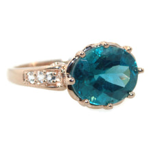 Load image into Gallery viewer, Blue Zircon Ring with Diamond Accents