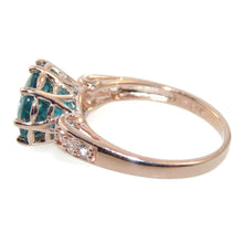 Load image into Gallery viewer, Blue Zircon Ring with Diamond Accents in 14 Rose Gold