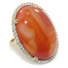 Load image into Gallery viewer, 14k Yellow Gold Carnelian Oval Stone Ring with Diamonds