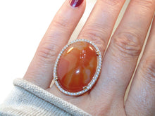 Load image into Gallery viewer, 14k Yellow Gold Carnelian Oval Stone Ring with Diamonds