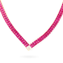 Load image into Gallery viewer, 18-Carat Princess Cut Ruby and Diamond Omega Necklace