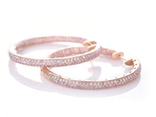 Load image into Gallery viewer, Custom-Made 14k Rose Gold Inside Outside Diamond Hoop Earrings