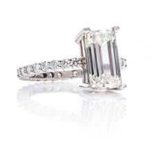 Load image into Gallery viewer, Custom-Made Emerald Cut Diamond Ring in Platinum