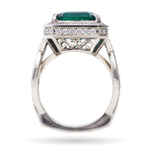 Load image into Gallery viewer, Custom-Made Emerald & Diamond Ring in 14k White Gold