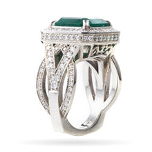 Load image into Gallery viewer, Custom-Made Emerald & Diamond Ring in 14k White Gold