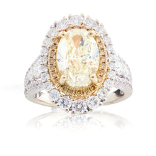 Load image into Gallery viewer, Custom-Made 3.5 carat Yellow & White Diamond Ring in 14k White Gold