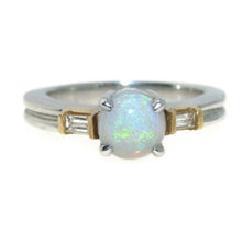 Load image into Gallery viewer, Estate Opal Ring in Platinum and 18k Yellow Gold with Diamond Accents