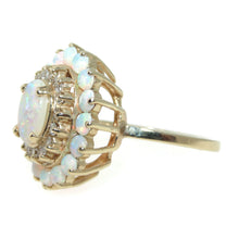 Load image into Gallery viewer, Estate White Opal Diamond Tiered Ring in 14k Yellow Gold