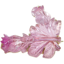 Load image into Gallery viewer, Estate Pink Tourmaline Carved Brooch Pendant in 14k Yellow Gold