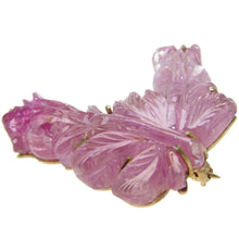 Load image into Gallery viewer, Pink Tourmaline Carved Brooch Pendant in 14k Yellow Gold