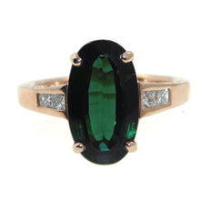Load image into Gallery viewer, Estate Green Tourmaline and Diamond Ring in 14k Rose Gold
