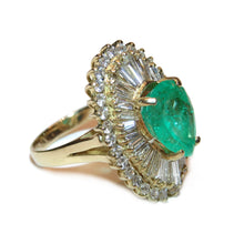 Load image into Gallery viewer, Estate 14k Yellow Gold Emerald Diamond Statement Ring