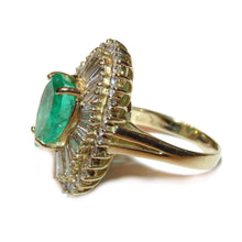 Load image into Gallery viewer, Estate 14k Yellow Gold Emerald Diamond Statement Ring