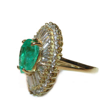 Load image into Gallery viewer, Estate 14k Yellow Gold Emerald Diamond Statement Ring