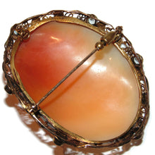 Load image into Gallery viewer, Victorian Antique Statement Diana Goddess of the Hunt Carved Cameo Brooch Pendant with Topaz in 14k Yellow Gold