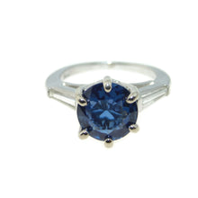 Load image into Gallery viewer, Vintage Sapphire Platinum Diamond Ring