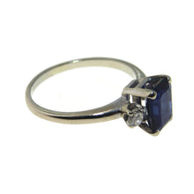 Load image into Gallery viewer, Vintage Sapphire 14k White Gold Diamond Ring