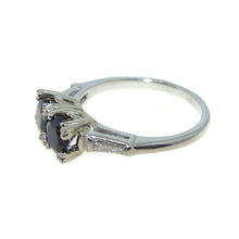 Load image into Gallery viewer, Vintage Platinum Dark Blue Sapphire Diamond Ring