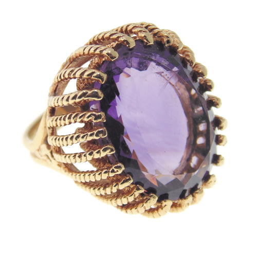 Purple 16.0 Carat Amethyst Ring in 14k Yellow Gold