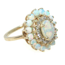 Load image into Gallery viewer, Estate White Opal Diamond Tiered Ring in 14k Yellow Gold