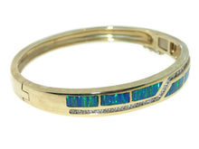 Load image into Gallery viewer, 14k Yellow Gold Australian Opal Diamond Cuff Bracelet