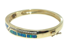 Load image into Gallery viewer, 14k Yellow Gold Australian Opal Diamond Cuff Bracelet