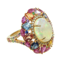 Load image into Gallery viewer, Estate Ethiopian Opal Multi Stone Ring in 14k Yellow Gold