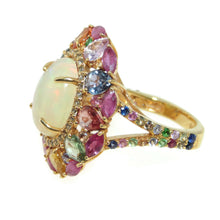 Load image into Gallery viewer, Estate Ethiopian Opal Multi Stone Ring in 14k Yellow Gold