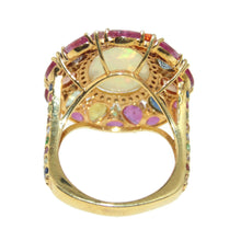 Load image into Gallery viewer, Estate Ethiopian Opal Multi Stone Ring in 14k Yellow Gold