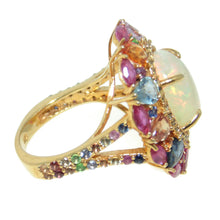 Load image into Gallery viewer, Estate Ethiopian Opal Multi Stone Ring in 14k Yellow Gold