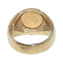 Load image into Gallery viewer, Estate Men's 14k Yellow Gold Mexican Peso Coin 1945 Ring with Two Diamonds
