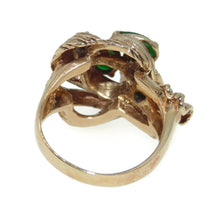 Load image into Gallery viewer, Vintage Green Flower Shape Jade Diamond Ring in 14k Yellow Gold